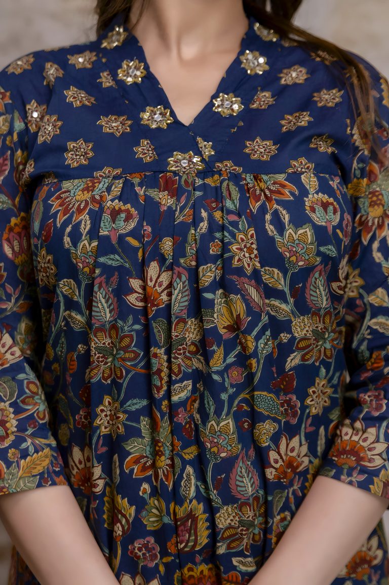 Navy Blue Jaipuri Print Salwar Set