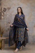 Navy Blue Jaipuri Print Salwar Set