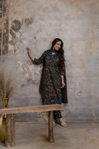 Navy Blue Jaipuri Print Salwar Set