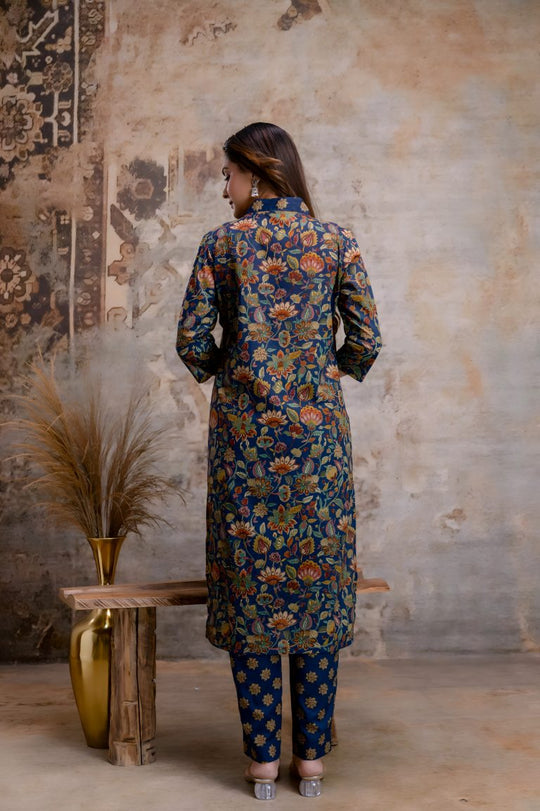 Navy Blue Jaipuri Print Salwar Set