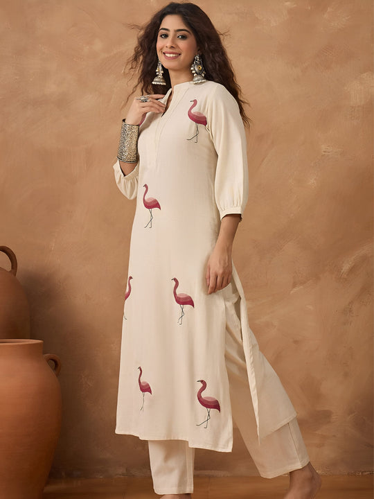 Flamingo Cotton Blend Kurta Set