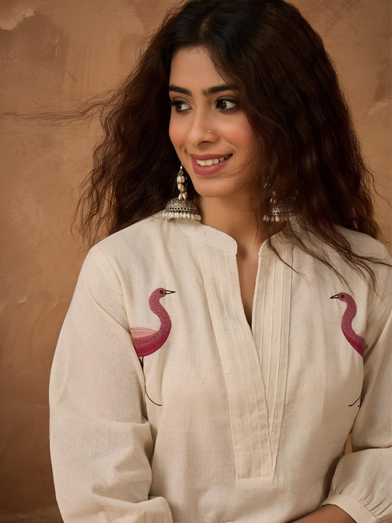 Flamingo Cotton Blend Kurta Set