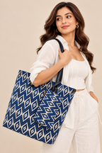 Indrani Blue Tote Handbag