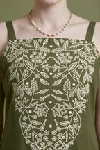 Olive Green Embroidered Kurta Set