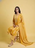 Yellow Kali Print Work Salwar Set