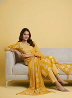 Yellow Kali Print Work Salwar Set