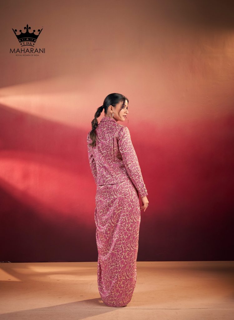 Pink All Over Print Work Silk Co-Ord Set