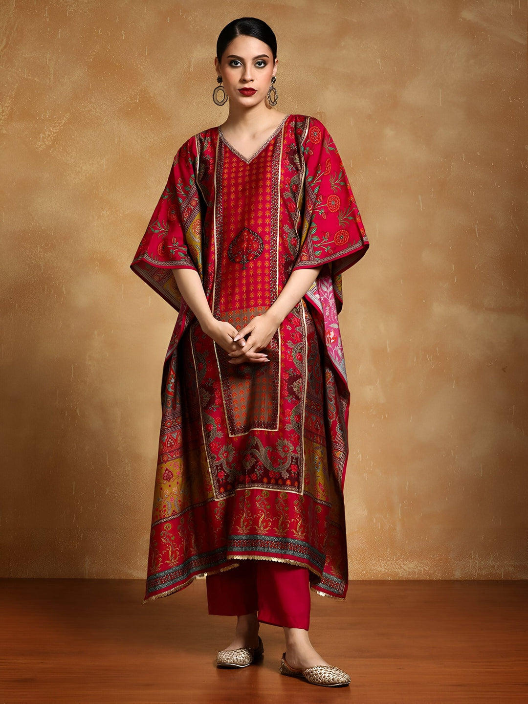 Multicoloured Print Work Kurta Set