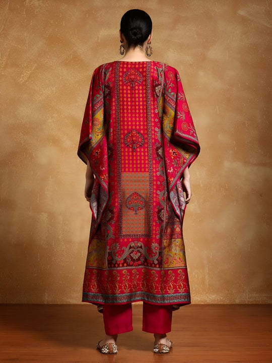 Multicoloured Print Work Kurta Set