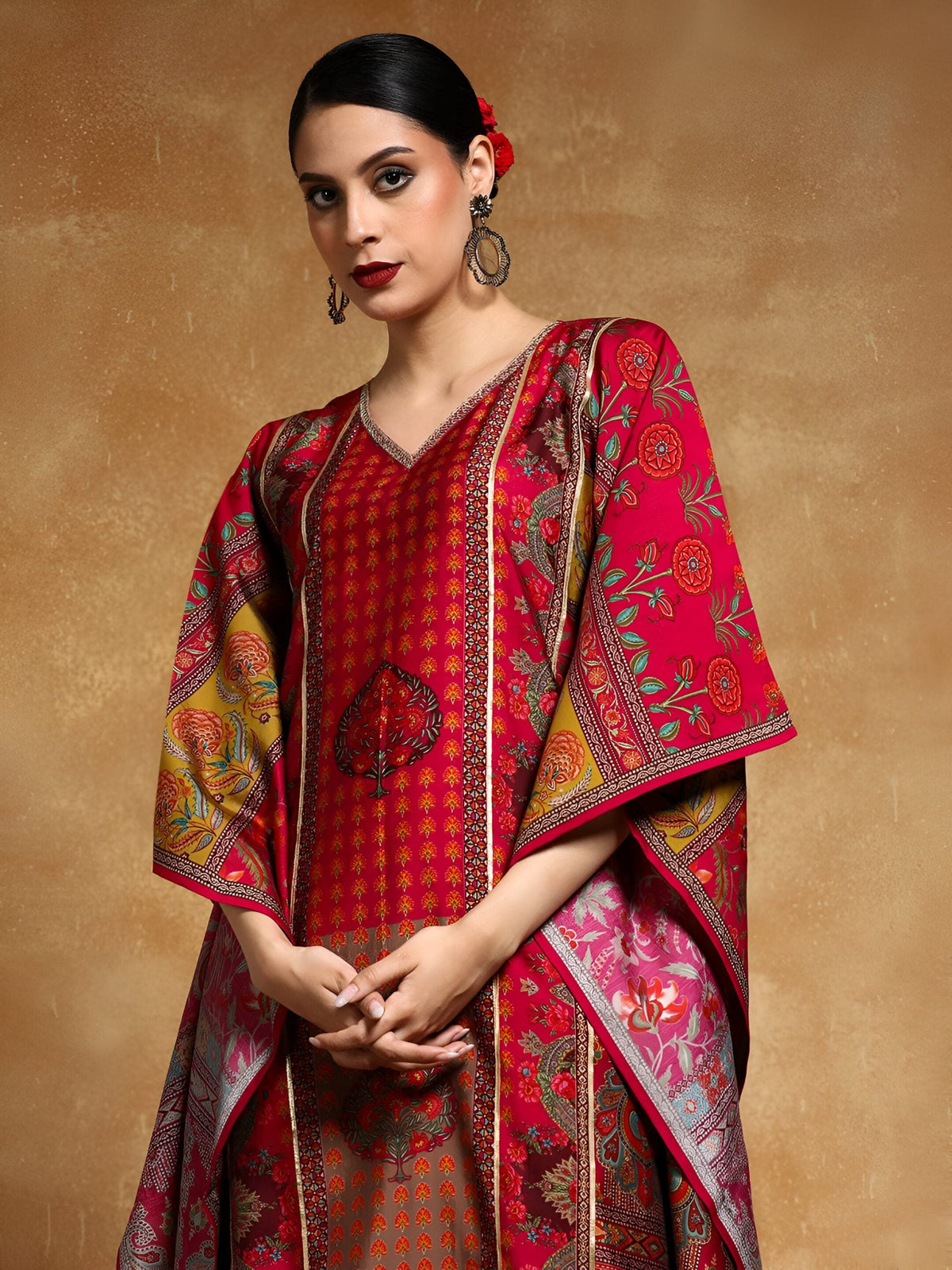 Multicoloured Print Work Kurta Set