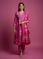 Rani Pink Kali Work Anarkali Salwar Set