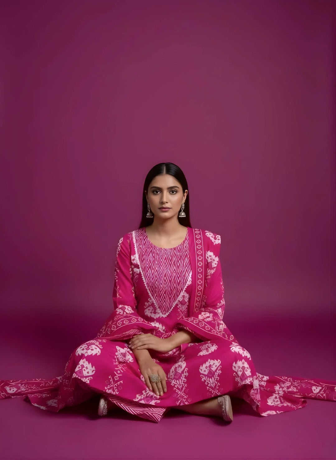 Rani Pink Kali Work Anarkali Salwar Set