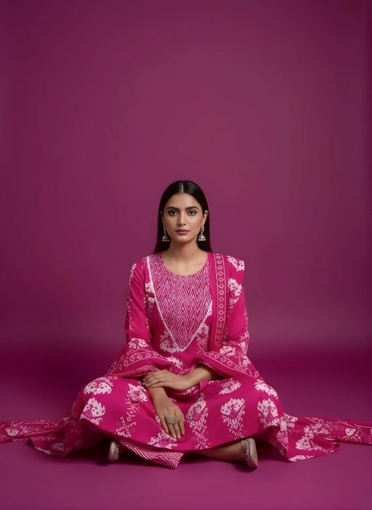 Rani Pink Kali Work Anarkali Salwar Set