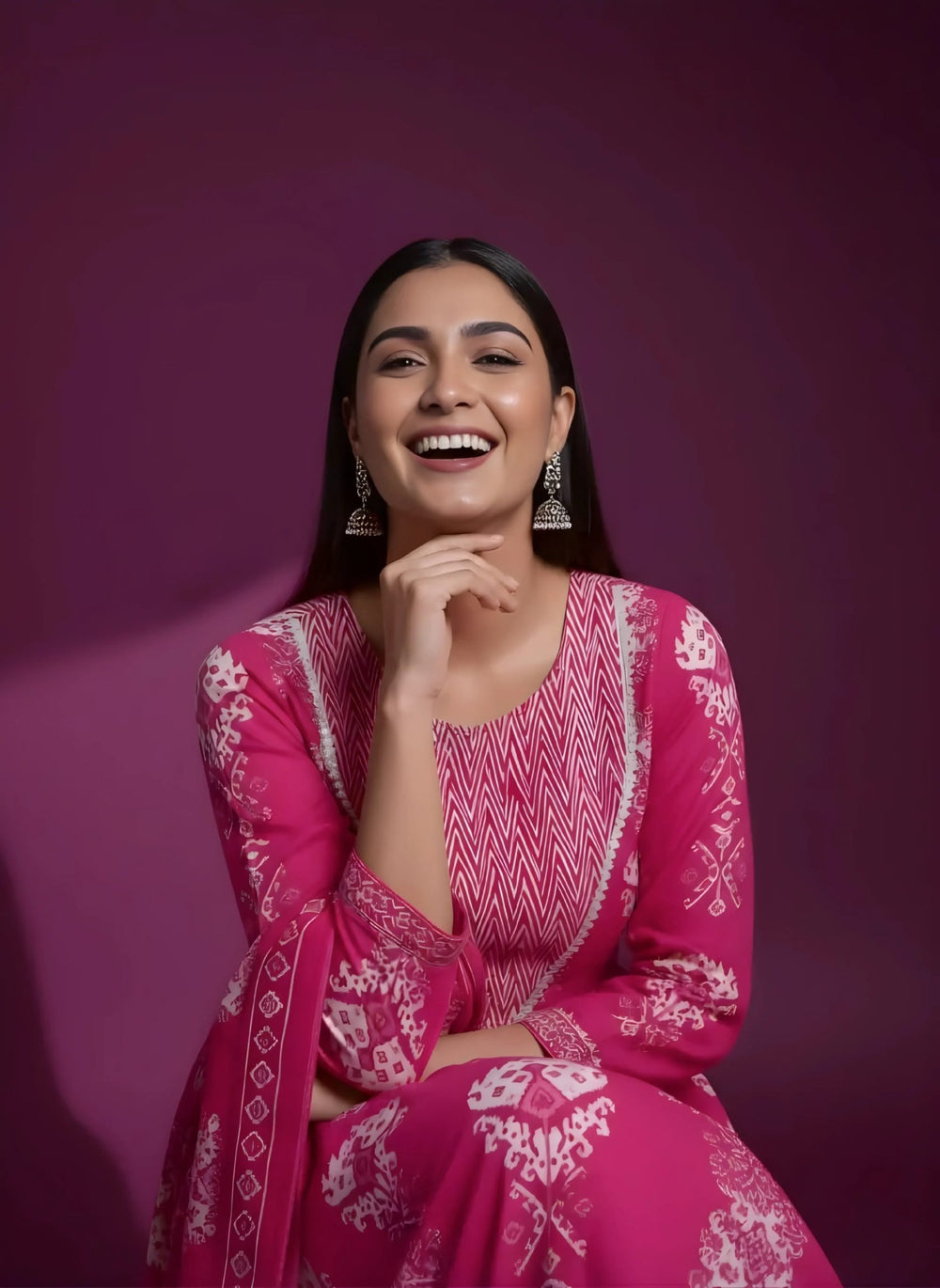 Rani Pink Kali Work Anarkali Salwar Set
