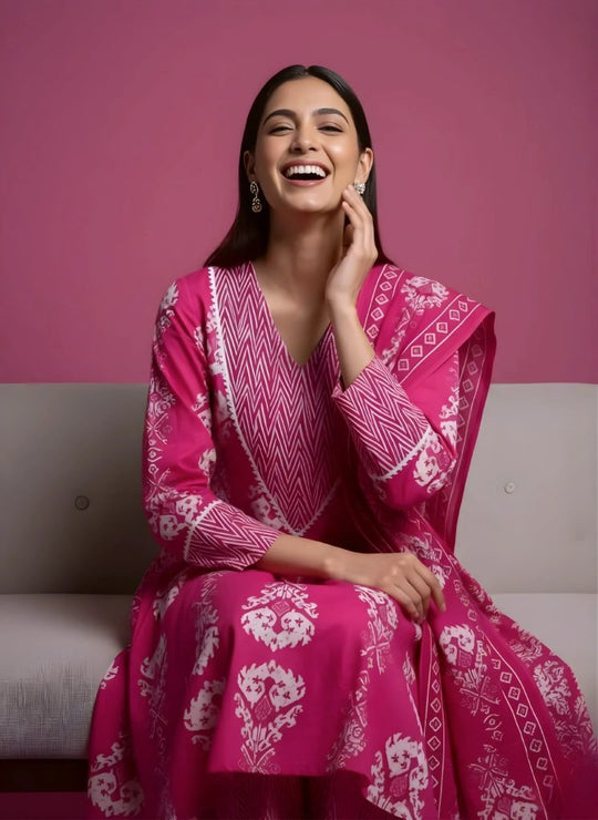 Rani Pink Kali Work Anarkali Salwar Set