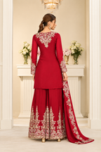 Red Heavy Multi Embroidery Palazzo Set