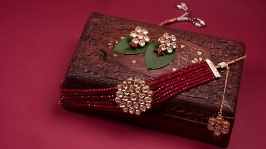 Maroon Kundan Jewellery Choker Set