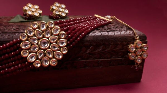 Maroon Kundan Jewellery Choker Set