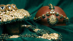 Dark Green Floral Bridal Jewellery Set