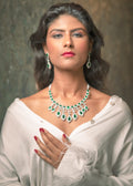 Green Real American Diamond Designer Jewellery Set