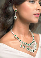 Green Real American Diamond Designer Jewellery Set