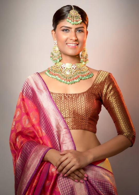 Light Green Floral Bridal Heavy Jewellery Set