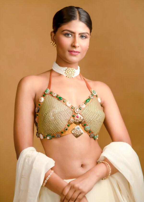 White Small Beads Choker Jewellery Set