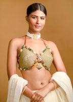 White Small Beads Choker Jewellery Set