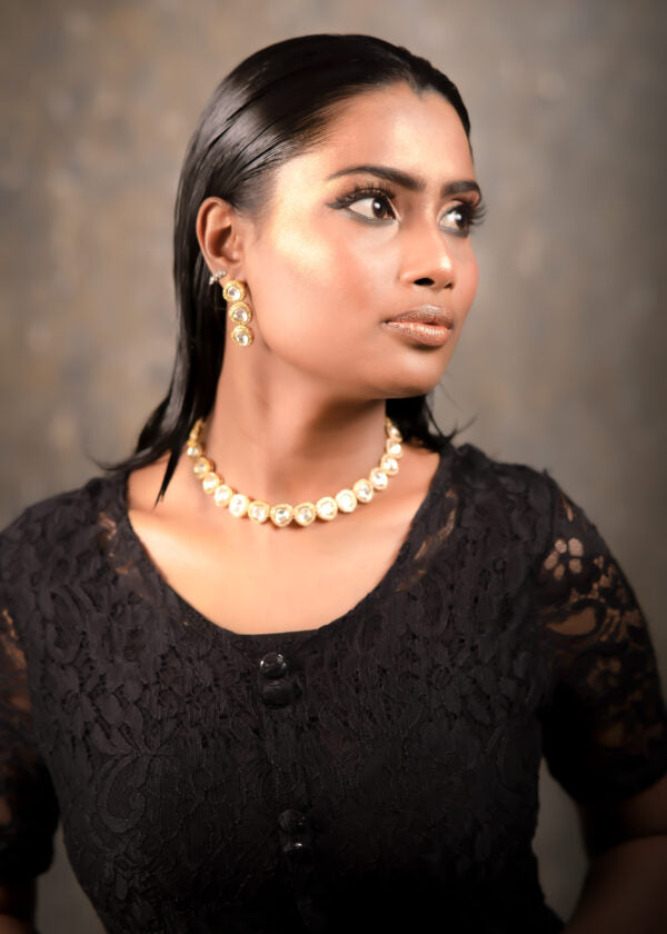 Gold With Stones Choker Jewellery Set
