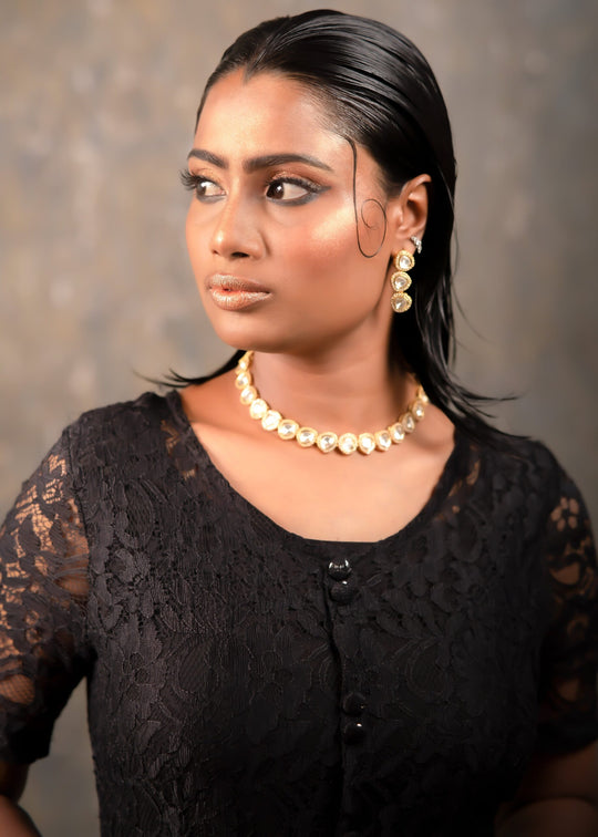 Gold With Stones Choker Jewellery Set