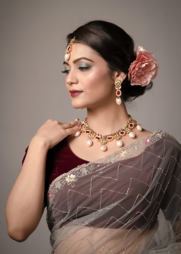 Multicoloured Stonework With Pearls Jewellery Set