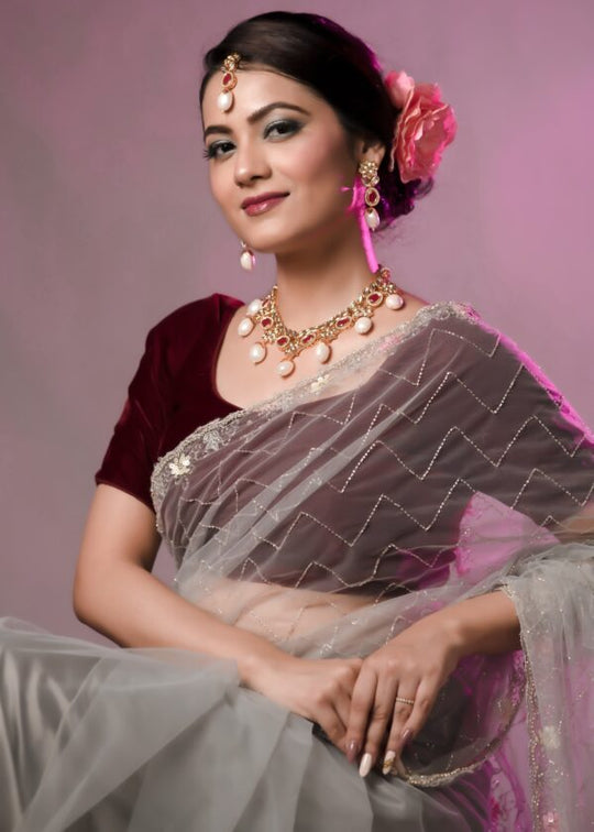 Multicoloured Stonework With Pearls Jewellery Set