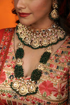 Dark Green Floral Bridal Jewellery Set