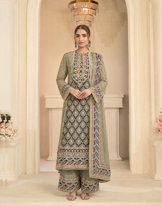 Mint Green Multi Embroidered Salwar Set