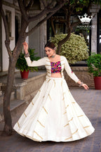 White Sequins With Mirror Work Lehenga