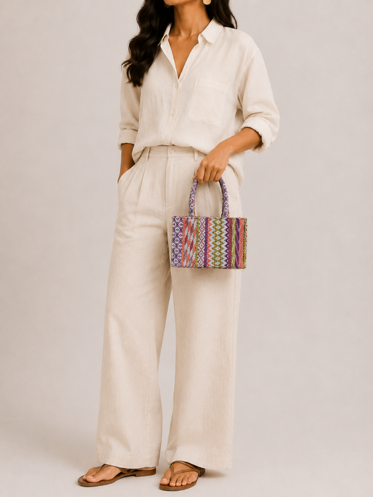 Multicoloured Jacquard Small Tote