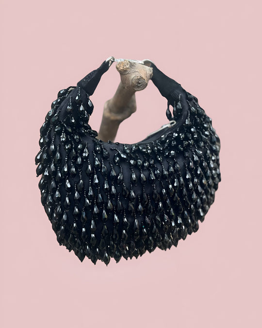 Black Waterfall Flap Over Clutch
