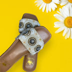 White Shell & Stone Embroidery Women’s Flats/Sliders