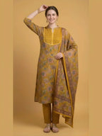 Mustard Yellow Jaipuri Print Salwar Set