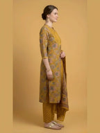 Mustard Yellow Jaipuri Print Salwar Set