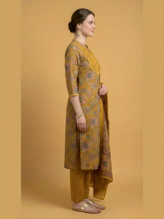 Mustard Yellow Jaipuri Print Salwar Set