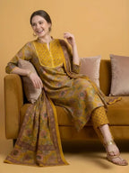 Mustard Yellow Jaipuri Print Salwar Set