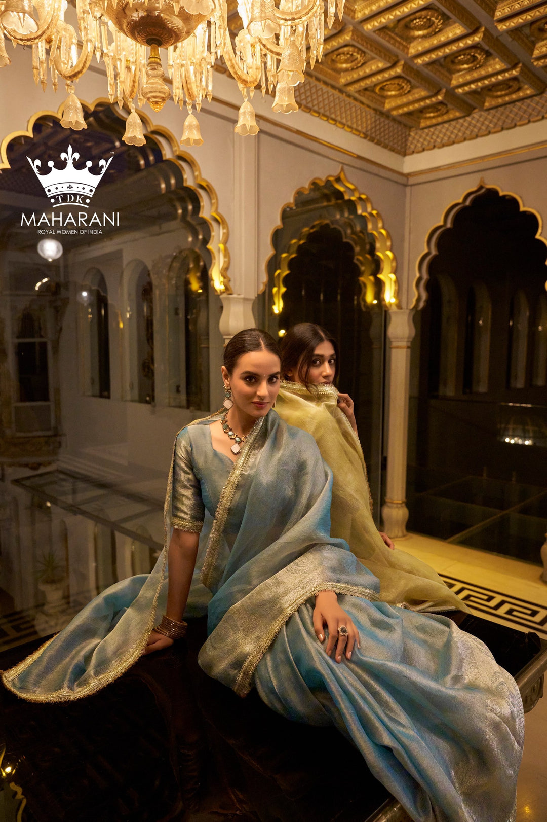 Light Blue Zari Weaving Work Tissue Shimmer Saree
