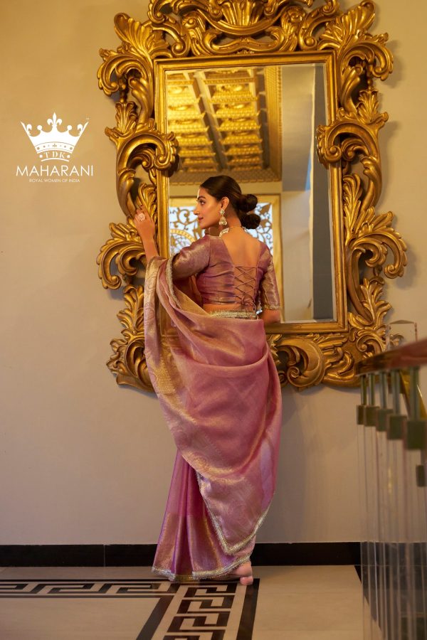 Light Purple Zari Weaving Work Tissue Shimmer Saree