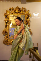 Mint Green Zari Weaving Work Tissue Shimmer Saree
