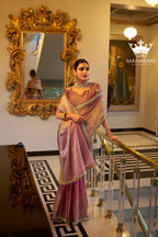 Light Purple Zari Weaving Work Tissue Shimmer Saree