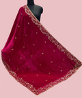 Rani Pink Embroidered Velvet Phulkari Dupatta