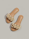 Gold stonework & pearls hand embroidered sliders