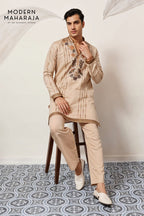 Beige Thread With Sequence Embroidered Designer Kurta Set