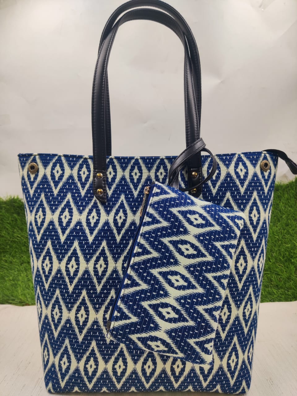 Indrani Blue Tote Handbag